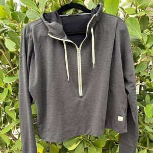 Vuori Crop Top Hoodie - Half Zip Charcoal Sz Large lightweight